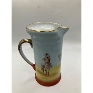 Royal‎ Bayreuth Bavaria Pitcher Arab Man on Horseback Desert Scene Gold Trim